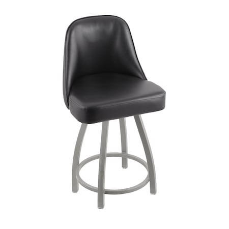 Holland Bar Stool Co Grizzly 25" Swivel Counter Stool, Nickel Finish, Black Vinyl Seat 84025ANBlkVinyl
